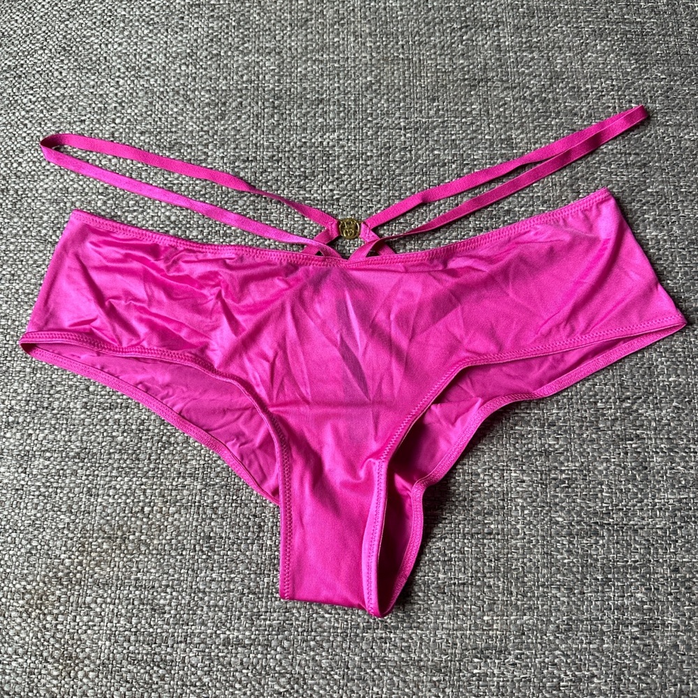 Victoria’s Secret Very Sexy Satin Women's Hot Pink Strappy Cheeky Panty
